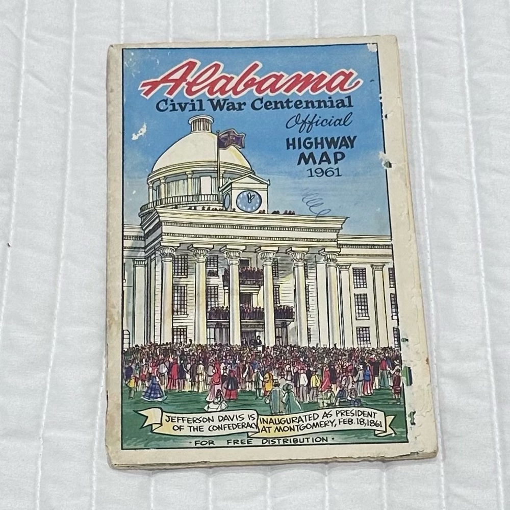 Alabama Civil War Centennial Highway Map 1961